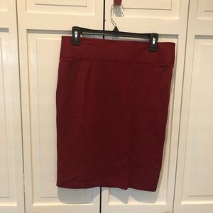 Wine spandex pencil skirt